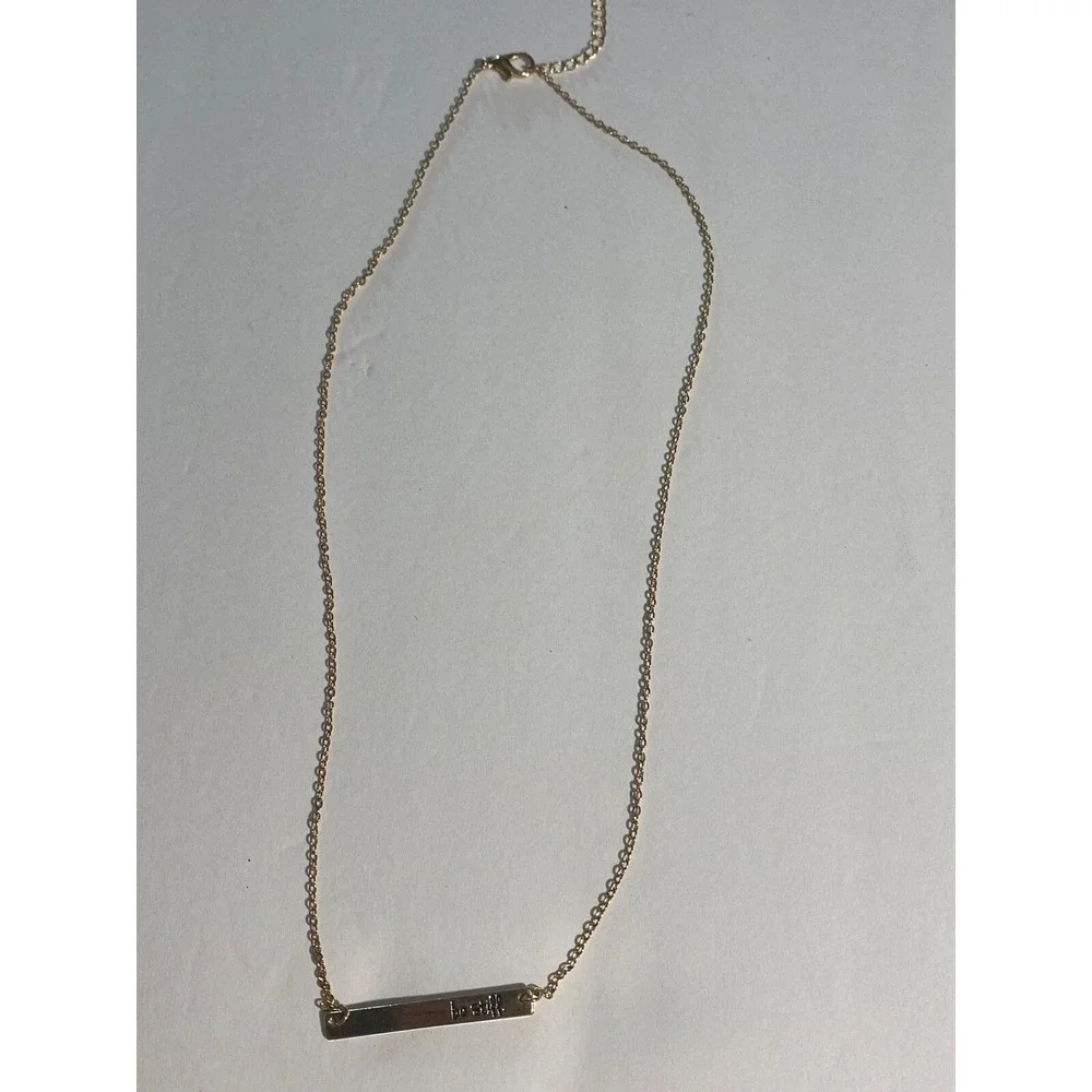 Be Still Engraved Gold Tone‎ Bar Necklace For Men Stainless Steel 18